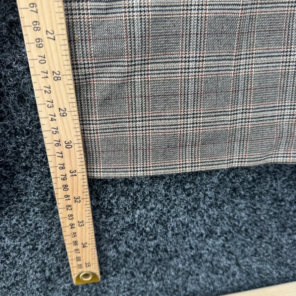 Zara Brown Plaid Wide Leg Pleated Trousers High Waisted Dress Pants Small 26